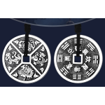 990 Pure Silver Four Divine Beasts & Bagua Talisman Pendant